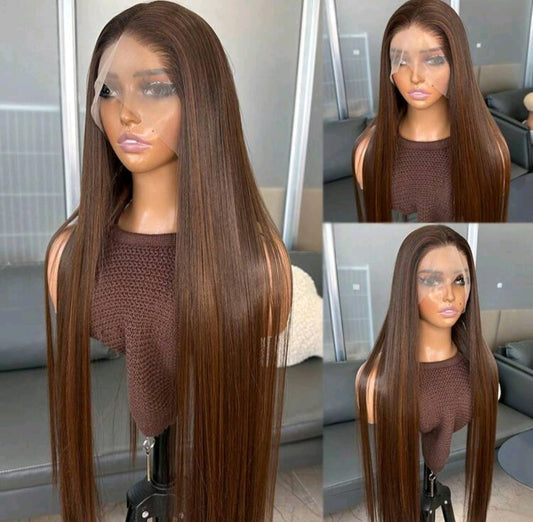 Brown long straight lace front