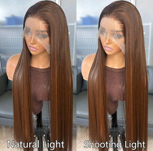 Brown long straight lace front